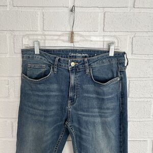 Calvin Klein Jeans Slim Boyfriend Womens 8 Blue 5 Pocket Leather Patch Tag